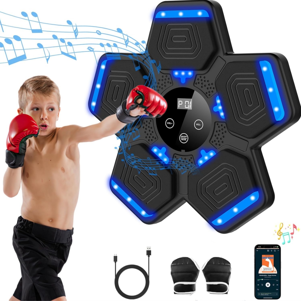 Led Gloves Music - 2024 Smart Bluetooth Music Boxing Machine